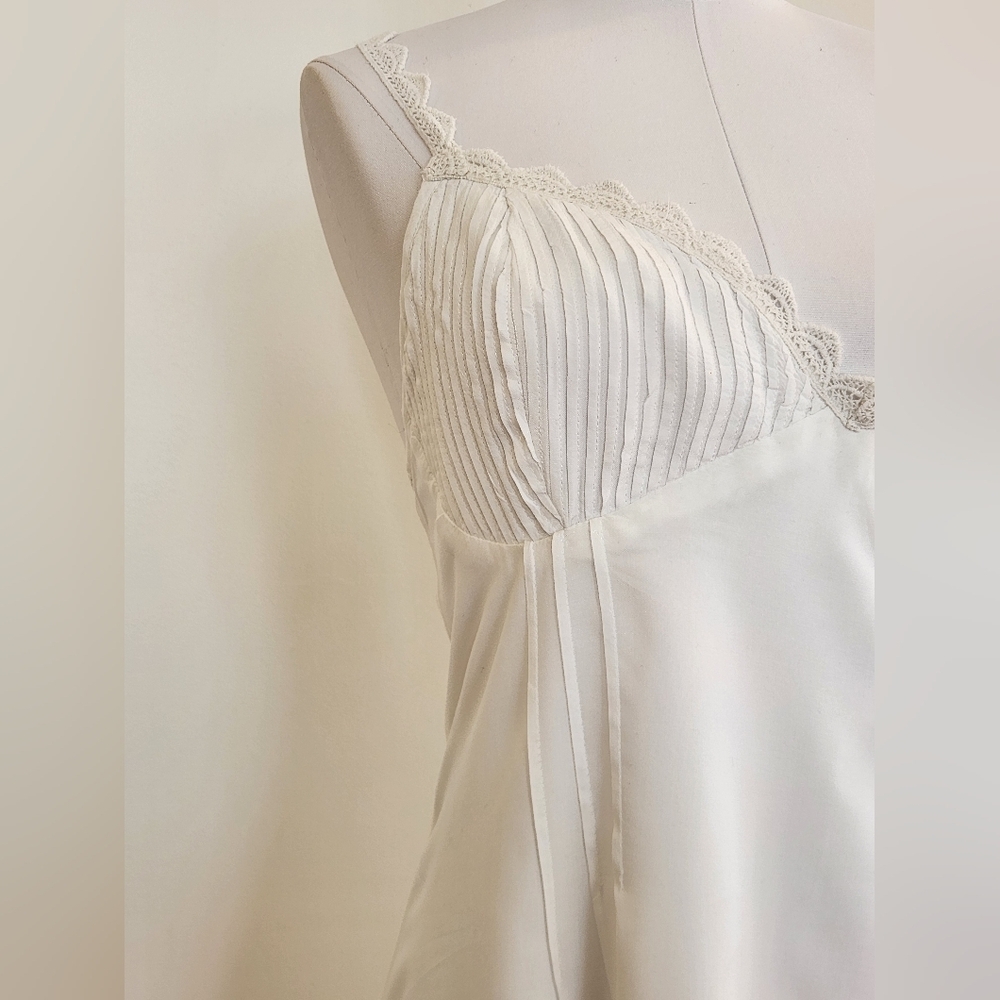 NWT! || TOPSHOP || slip dress lace trim pintucks mini white sz 12 - Picture 6 of 10